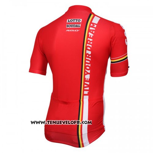 2016 Maillot Ciclismo Lotto Soudal Blanc et Rouge Manches Courtes et Cuissard